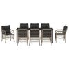 vidaXL Conjunto de Jantar para Jardim 9 pcs Cinzento-claro vime PE