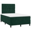 vidaXL Cama box spring com colch&atilde;o e luzes LED veludo verde-escuro
