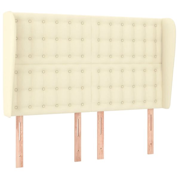 vidaXL Cabeceira cama c/ abas couro artificial 147x23x118/128 cm creme