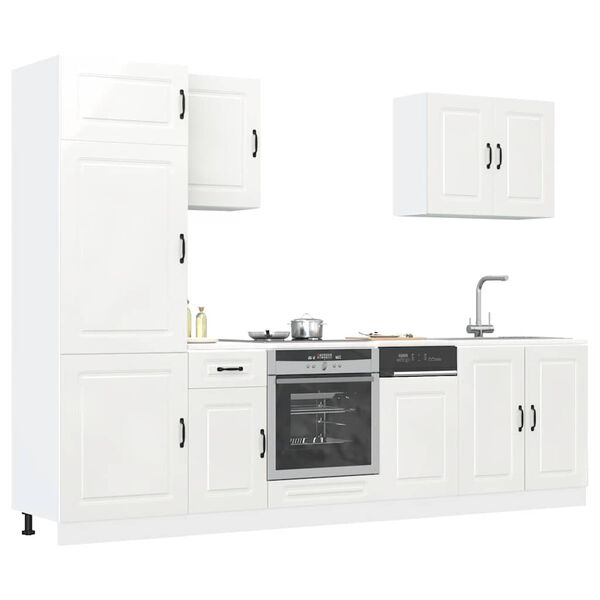 vidaXL 7 pe&ccedil;as arm&aacute;rio de cozinha conjunto Kalmar branco brilhante