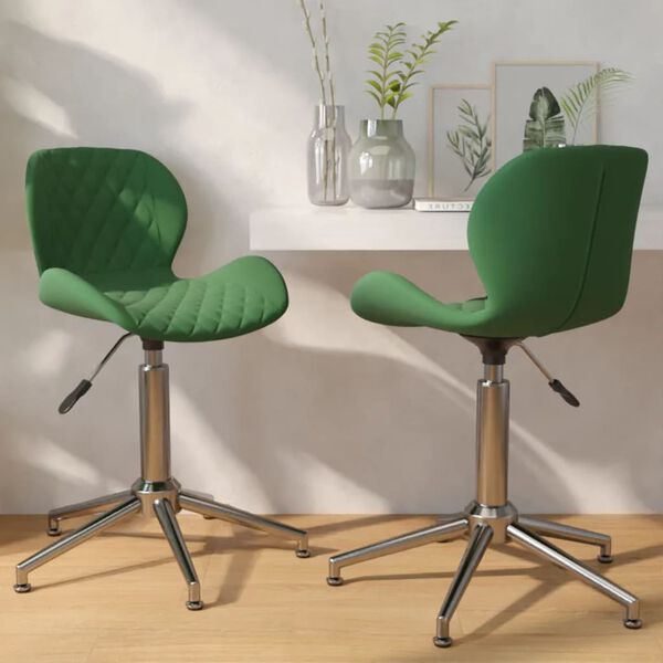vidaXL Cadeiras de jantar giratorias 2 pcs veludo verde-escuro