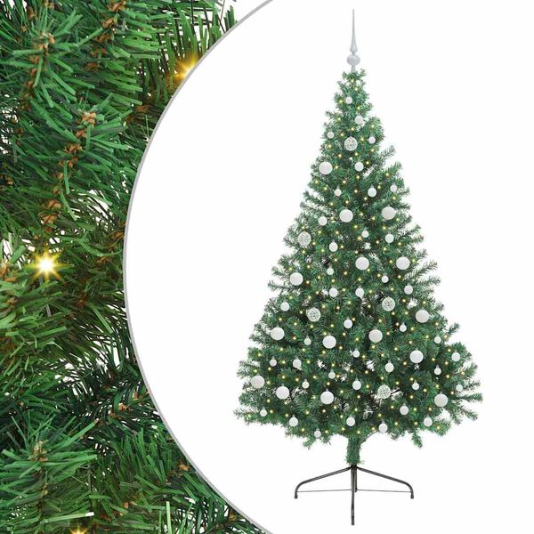 vidaXL &Aacute;rvore de Natal Artificial Pr&eacute;-iluminada Verde 210 cm PVC