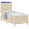 vidaXL Cama Box Spring LED com colch&atilde;o Creme 100 x 200 cm tecido