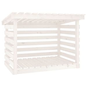 vidaXL Suporte para lenha 108x73x79 cm pinho maci&ccedil;o branco