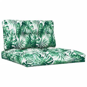 vidaXL Almofad&otilde;es para sof&aacute;s de paletes 2 pcs tecido padr&atilde;o de folhas