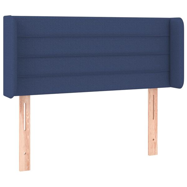 vidaXL Cabeceira de cama c/ luzes LED tecido 93x16x78/88 cm azul