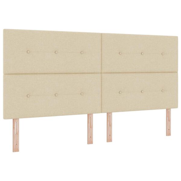 vidaXL Cama Box com colch&atilde;o com cabeceira Creme 200 x 200 cm tecido
