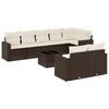 vidaXL 9 pcs conjunto sof&aacute;s p/ jardim c/ almofad&otilde;es vime PE castanho