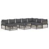 vidaXL 10pcs conjunto lounge de jardim c/ almofad&otilde;es vime PE antracite