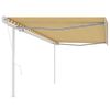vidaXL Toldo retr&aacute;til autom&aacute;tico com postes 5x3 m amarelo e branco
