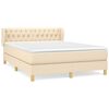 vidaXL Cama com molas/colch&atilde;o 140x200 cm tecido cor creme
