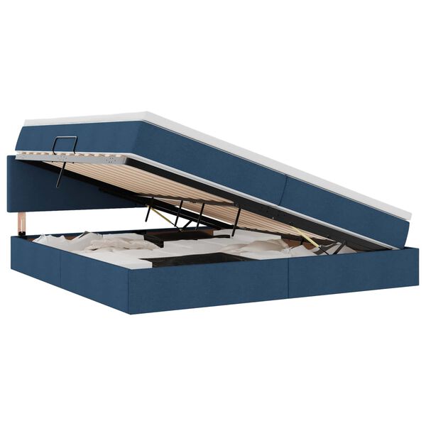 vidaXL Cama com arruma&ccedil;&atilde;o e LED com colch&atilde;o Azul 200 x 200 cm tecido