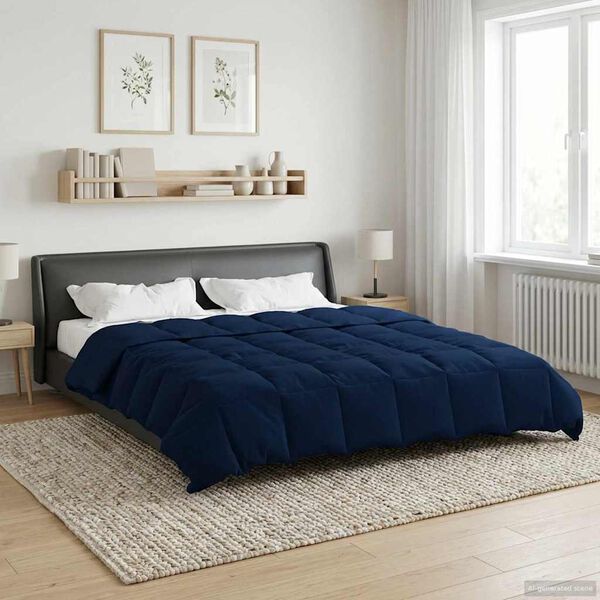 vidaXL Duvet de Ano Inteiro Azul Escuro 240 x 260 cm Microfibra