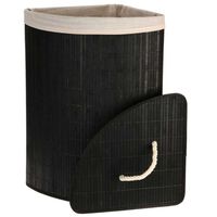 Bathroom Solutions Cesto de canto para roupa suja bambu preto