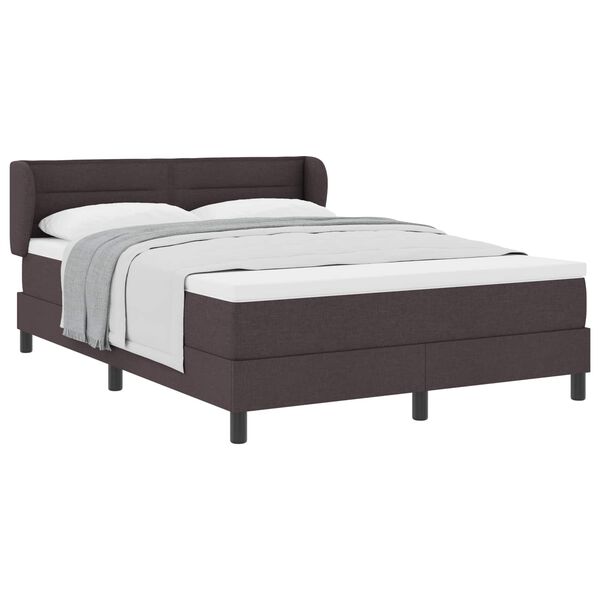 vidaXL Cama Box com colch&atilde;o Marrom Escuro 160 x 200 cm tecido