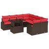 vidaXL Conjunto de Sof&aacute; de Jardim 9 pcs Castanho vime PE