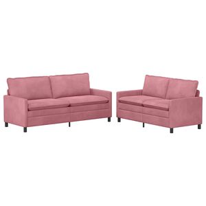 vidaXL Conjunto de Sof&aacute;s 2 unid. Rosa Veludo