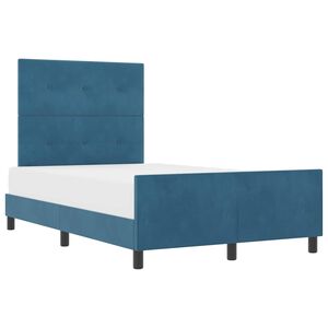 vidaXL Estrutura da Cama com cabeceira Azul escuro 120 x 200 cm Veludo