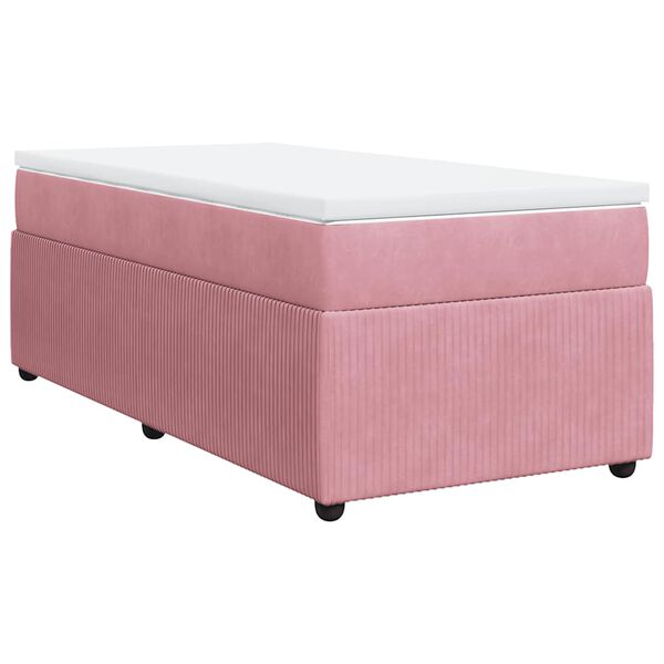 vidaXL Cama com molas/colch&atilde;o 80x200 cm veludo rosa