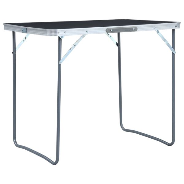 vidaXL Mesa de campismo dobrável com estrutura metal 80x60 cm cinzento