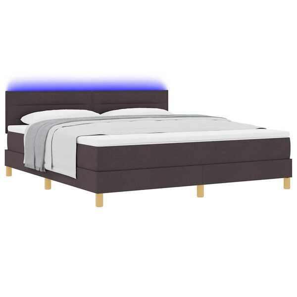 vidaXL Cama Box Spring LED Marrom Escuro 180 x 200 cm tecido