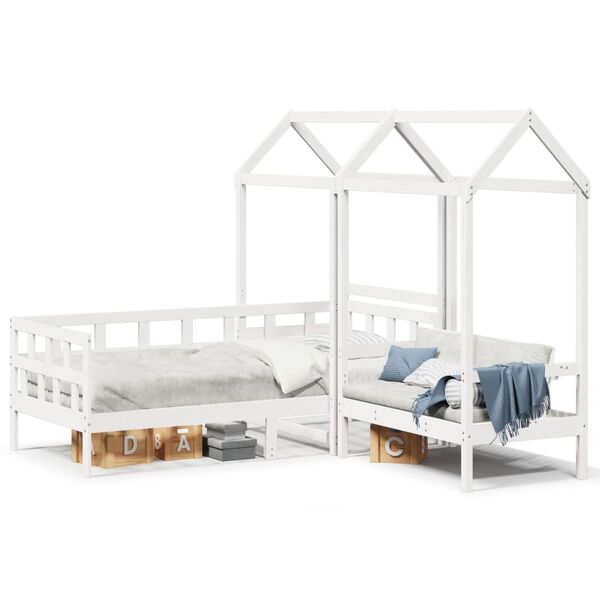 vidaXL Conj. de sofá-cama c/ telhado 80x200 cm pinho maciço branco