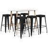 vidaXL 7 pcs conjunto de bar branco e preto
