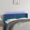 vidaXL Cabeceira cama c/ luzes LED veludo 147x16x78/88 cm azul-escuro
