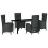 vidaXL Conjunto de Jantar para Jardim 5 unid. Preto vime PE