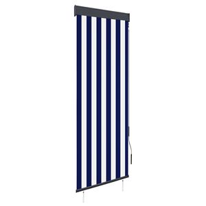 vidaXL Estore de rolo para exterior 60x250 cm azul e branco