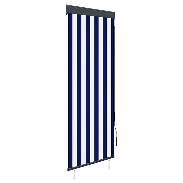 vidaXL Estore de rolo para exterior 60x250 cm azul e branco