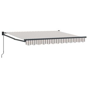 vidaXL Toldo retr&aacute;til Cinza Claro e Branco 3,5 x 2,5 m