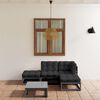 vidaXL 5 pcs conjunto lounge de jardim c/ almofad&otilde;es pinho maci&ccedil;o