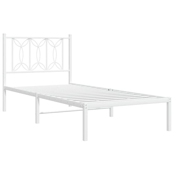 vidaXL Estrutura de cama sem colch&atilde;o com cabeceira 75x190 cm branco