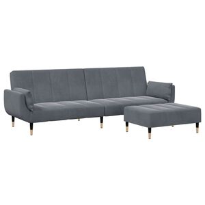 vidaXL Sof&aacute;-cama 2 lugares c/ apoio de p&eacute;s veludo cinzento-escuro