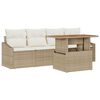 vidaXL Conjunto de Sof&aacute; de Jardim 5 pcs Bege Rattan Sint&eacute;tico