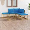 vidaXL 6 pcs conjunto lounge de jardim c/ almofad&otilde;es azuis