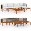 vidaXL Conjunto de lounge de jardim vidaXL com 6 pe&ccedil;as e almofadas em madeira de ac&aacute;cia creme e corda