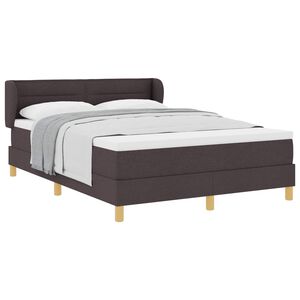 vidaXL Cama Box com colch&atilde;o Marrom Escuro 140 x 190 cm tecido