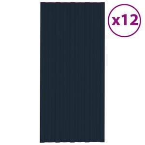 vidaXL Painéis de telhado 12 pcs 100x45 cm aço galvanizado antracite