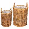 vidaXL Cesta de Plantas GENDT 2 unid. Marrom Natural Rattan Kubu