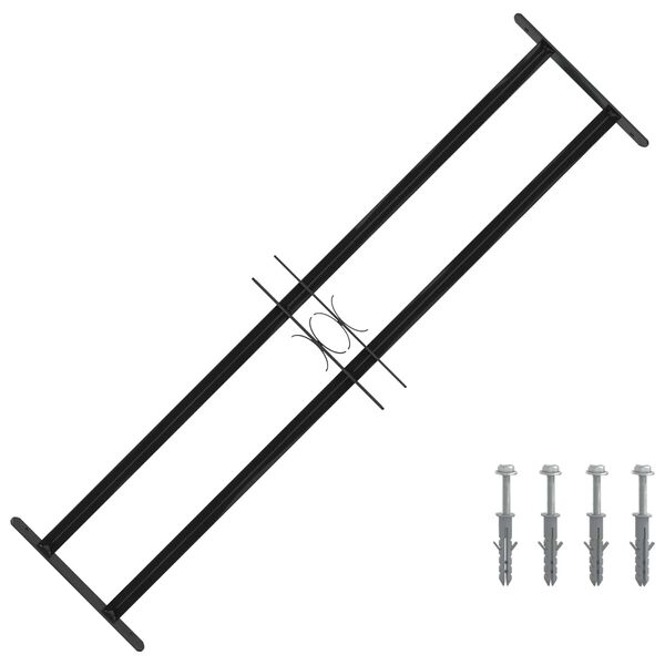 vidaXL Grelha de Janela Preto 115 x 30 cm A&ccedil;o revestido a p&oacute;