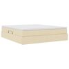 vidaXL Cama com arruma&ccedil;&atilde;o e colch&atilde;o Creme 180 x 200 cm Poli&eacute;ster