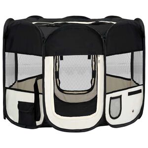 vidaXL Parque dobr&aacute;vel p/ c&atilde;o c/ saco de transporte 90x90x58 cm preto