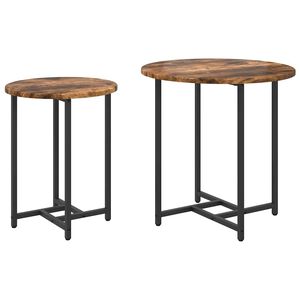 vidaXL Conjunto de mesas de apoio 2 pcs Carvalho Defumado e Preto