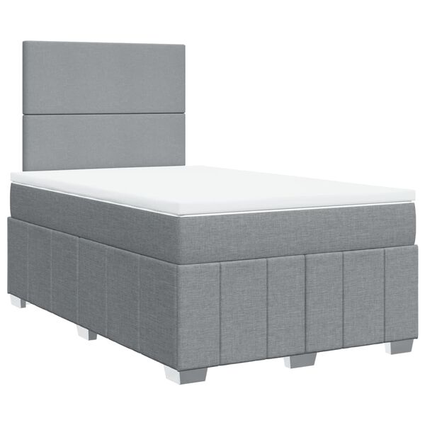 vidaXL Cama boxspring com colch&atilde;o 120x190 cm tecido cinzento-claro