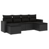 vidaXL 6 pcs conjunto sof&aacute;s de jardim c/ almofad&otilde;es vime PE preto