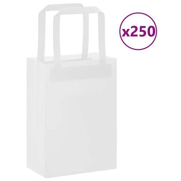 vidaXL Sacos de papel 250 unid com al&ccedil;as branco 15x8x21 cm