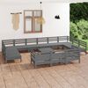 vidaXL 14 pcs conjunto lounge de jardim pinho maci&ccedil;o cinza