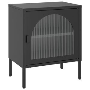 vidaXL Mesa de cabeceira 50x35x60 cm vidro e a&ccedil;o preto